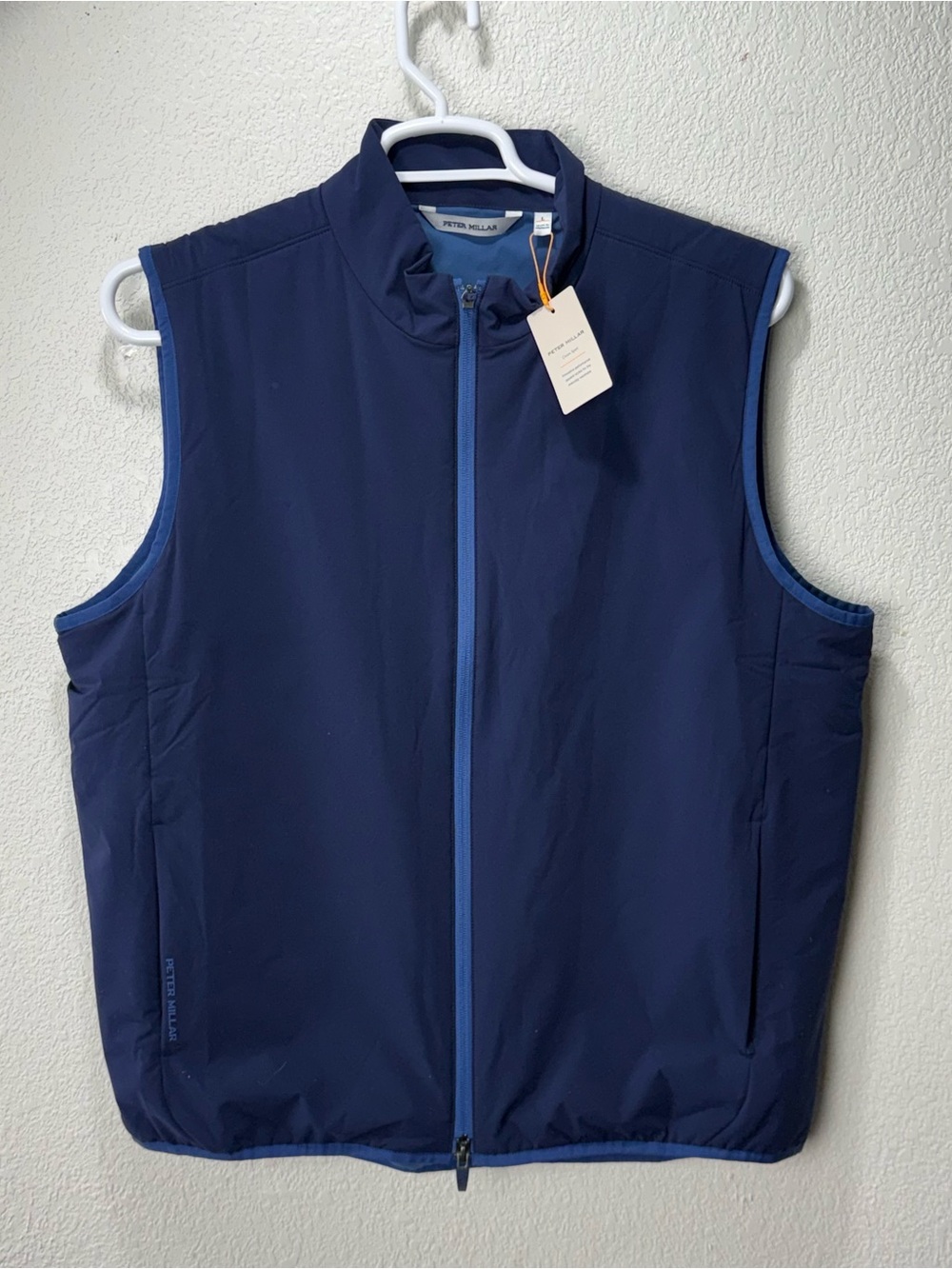 Peter Millar Dunes Full-Zip Golf Vest Sport Blue Navy Men's Size L NEW